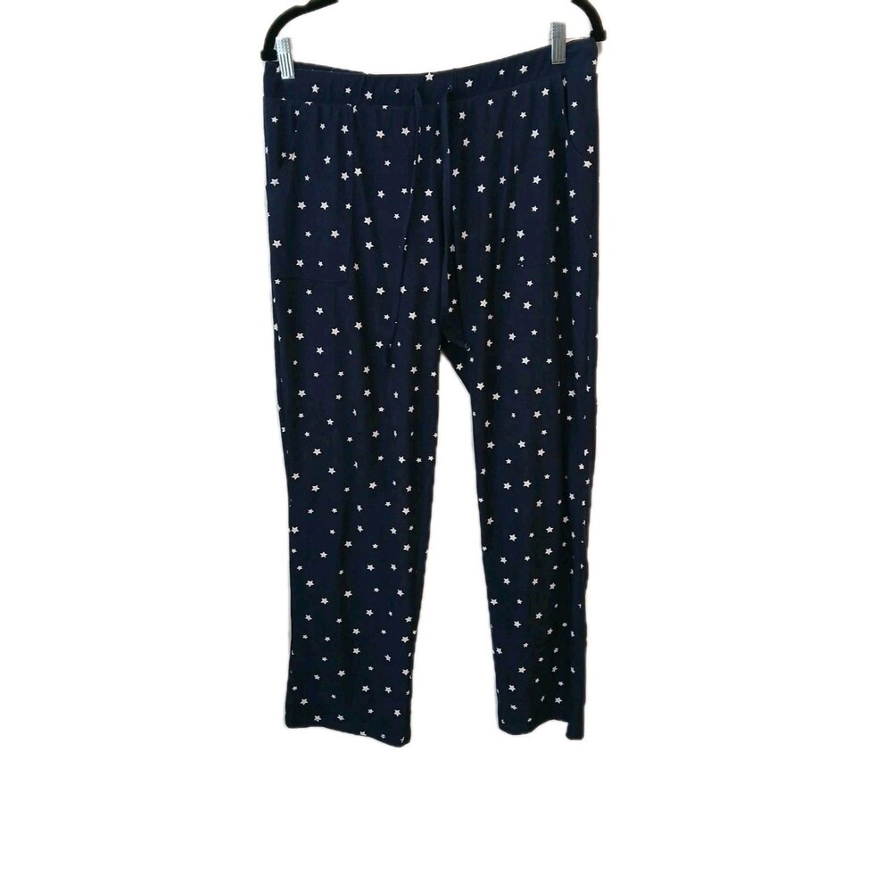 Lucky Brand Star Print Lounge Pants Navy Cozy Sleep Pajama Bottoms Women Medium